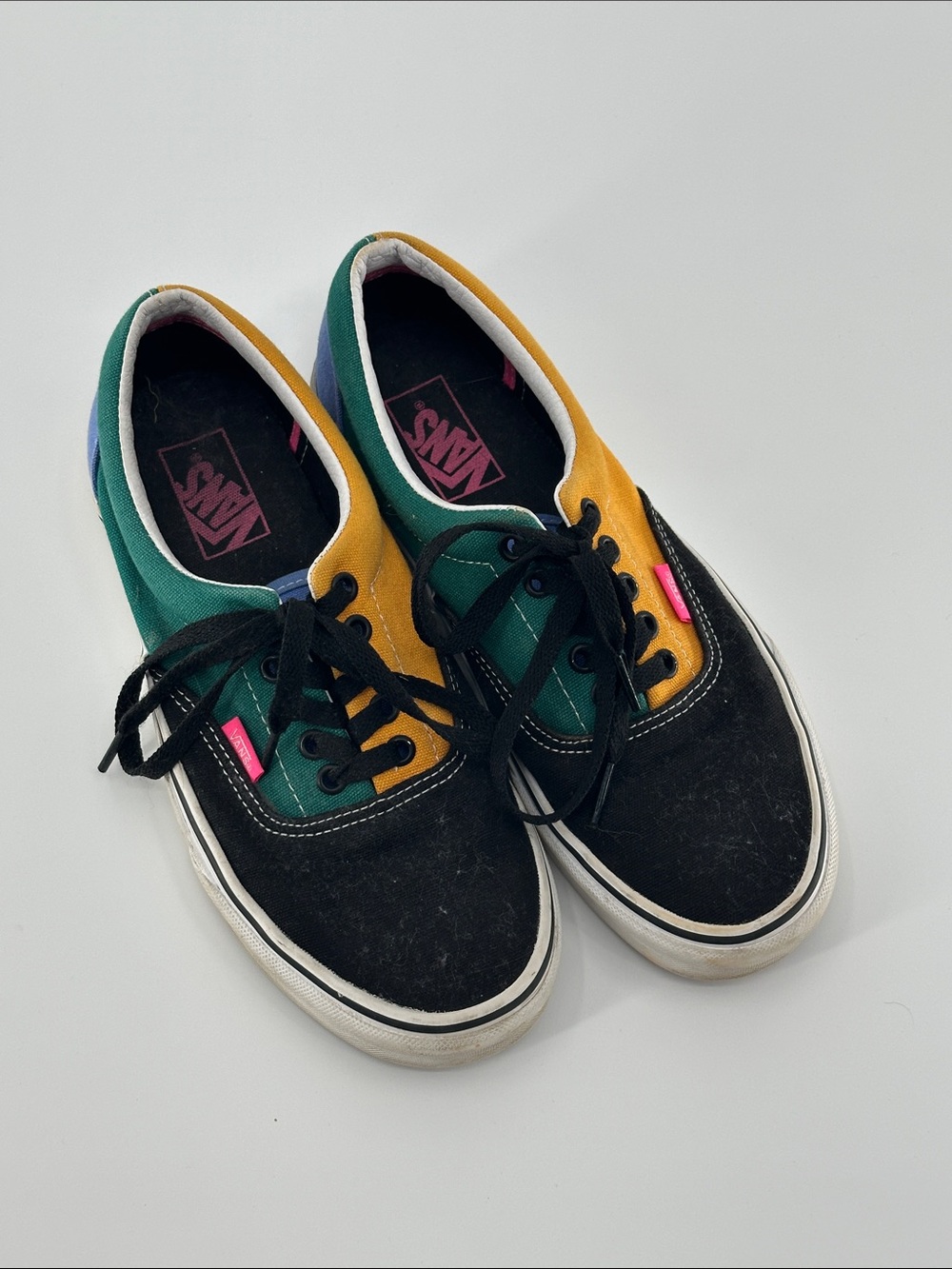 Vans Men’s Colorblock Lace-Up Sneakers - Black/Green/Yellow